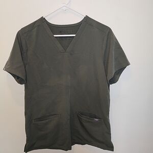 FIGS Men's Olive Green V-Neck Shirt